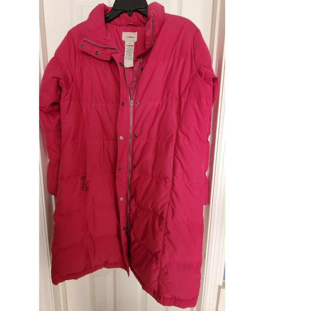 LL Bean Ultrawarm Down Coat Pink Puffer Long Quilted Winter Parka Jacket Medium